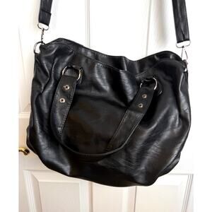 Black Soft Faux Leather Slouchy Shoulder/Crossbody Bag Normcore Edgy Casual Boho
